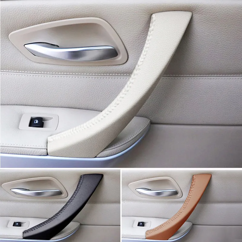 1PC Hand Sewing Microfiber Leather For BMW 3 Series E90 E91 330 325 320 318 Car Right /Left Door Panel Handle Pull Trim Cover