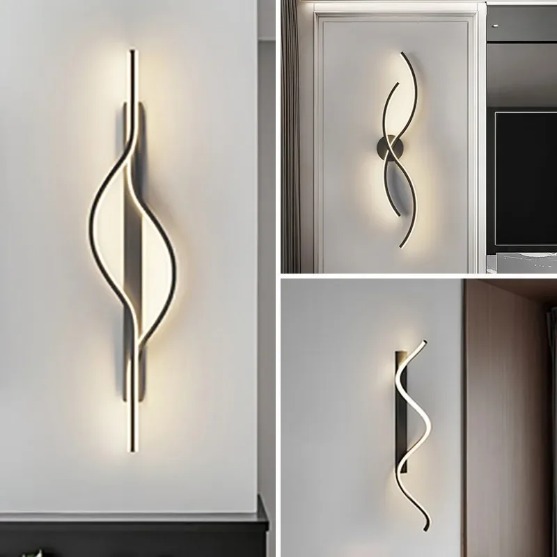 

Modern LED Wall Lamp Long Curves Sconce For Bedroom Bedside Living Rooms Sofa Corridor Entrance Hall Home Decor Lights Luster