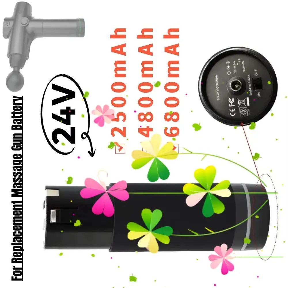 

100% New 24V 2500/4800/6800mAh Rechargeable Battery For Replacement Massage Gun Fascia