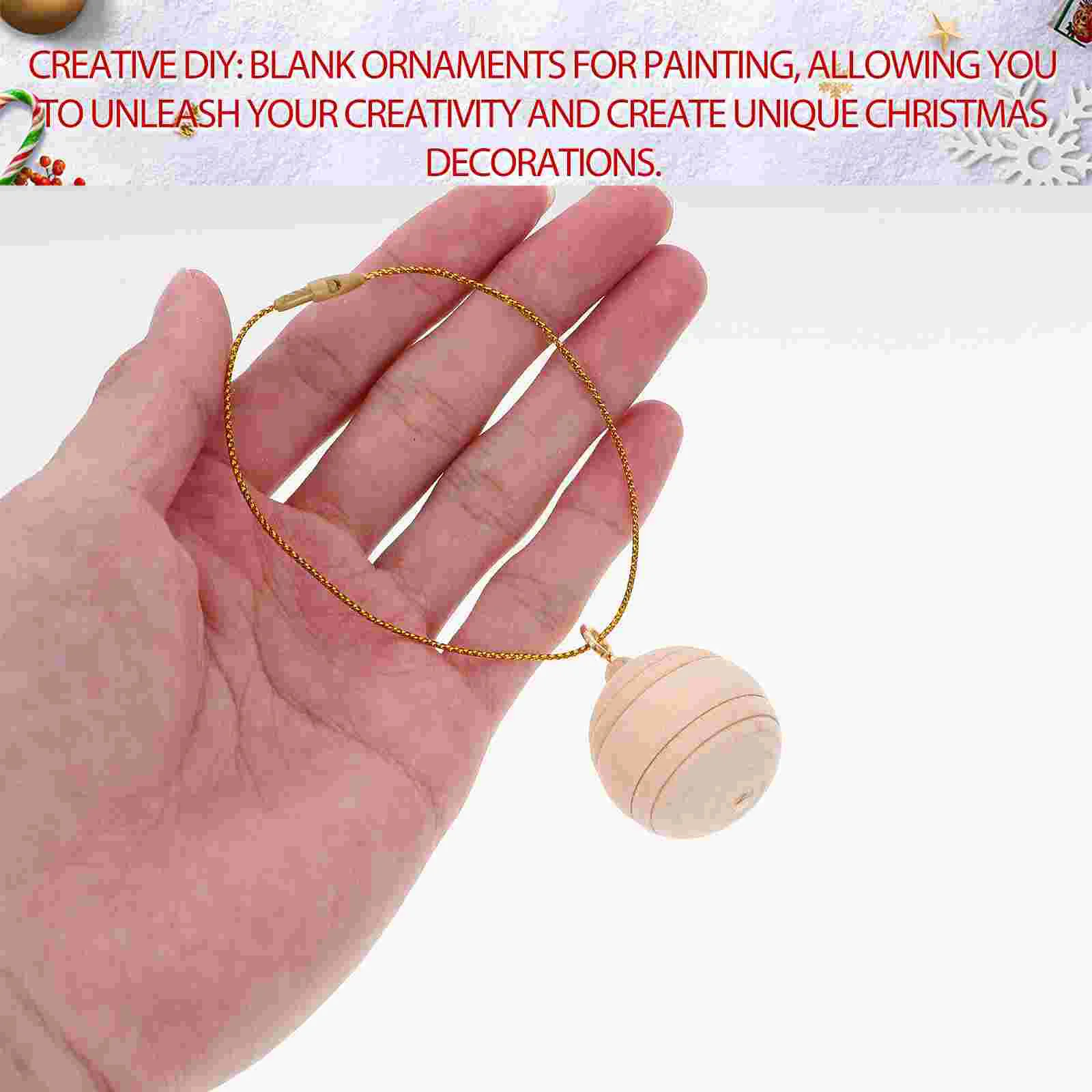 10 Pcs DIY Blank Painted Graffiti Christmas Tree Wooden Pendant Home Decoration Acorns Ball Decors Xmas Ornaments Child