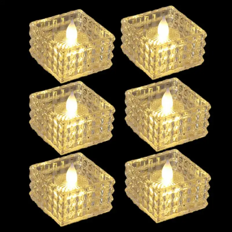 

Electric Tea Lights 6pcs Cube Battery Tea Lights Candles Romantic Candles Light Electric Led Candles For Christmas Wedding