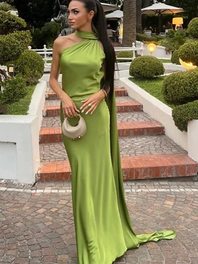 فستان حفلات مثير بشريط من الساتان للنساء أنيق بدون ظهر مكشوف الأكتاف بدون أكمام فساتين نسائية لصيف 2026 رداء متين