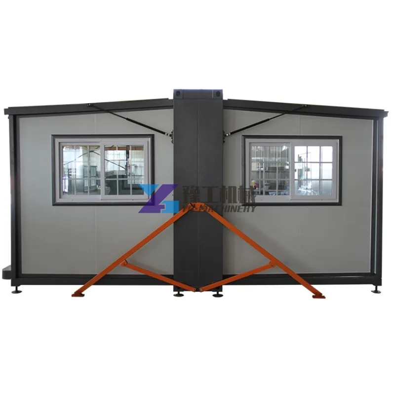 20FT Prefabricated Folding House Expandable Mobile Home with Lockable Doors and Windows with Restroom and Kitchen Cabinet
