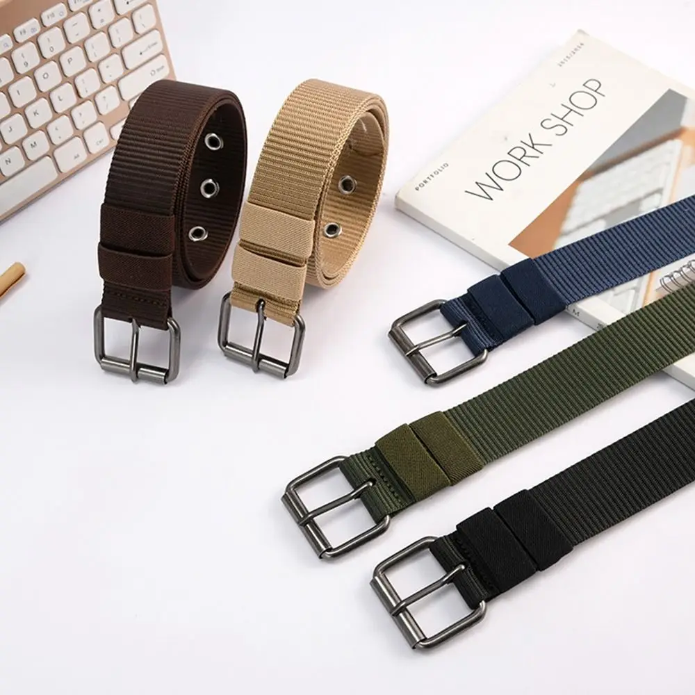 Women Men Luxury Brand Design Vintage Nylon Canvas Braided Belt Ladies Dress Strap Weave Waist Band Pin Buckle Waistband
