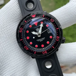 Steeldive SD1975XT Japan Movement NH35300M Waterproof PVD Black Stainless Steel Red Luminous Diver's Automatic for Watch for Men