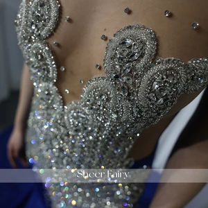 Sheer Fairy Luxury Strass Royal Blue Mermaid Ball Dresses 2025 For Long Black Girls SH017 Personalized 12 Main Sales Royal Blue Graduation Dress - №10