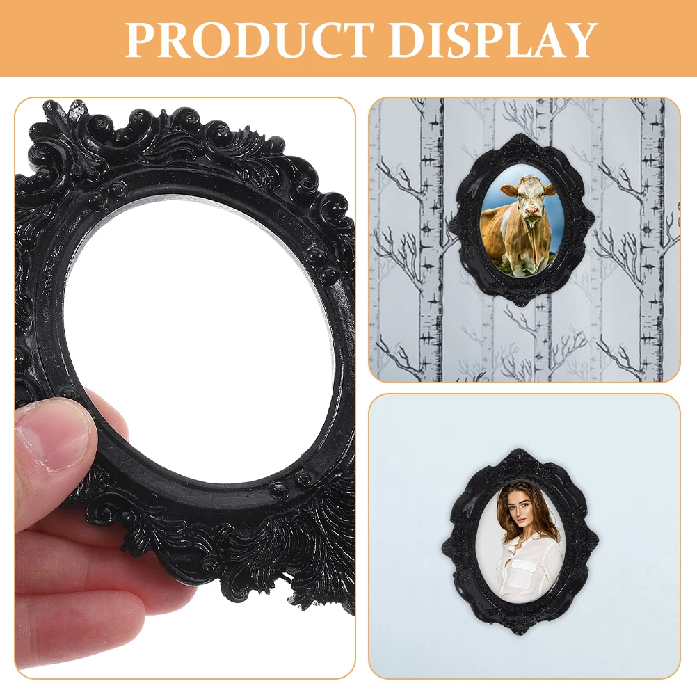 

2Pcs Small Vintage Resin Photo Frame Picture Frame Jewelry Display Holder Table Decoration for Bedroom Living Room