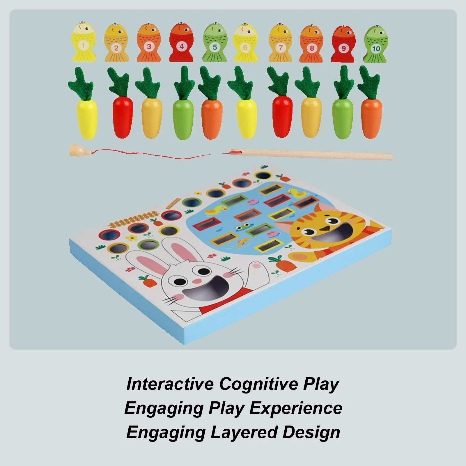 ベビーニンジンピッキングおもちゃ釣りゲーム木製磁気釣りゲームニンジンピッキングおもちゃ早期教育色分類パズル用