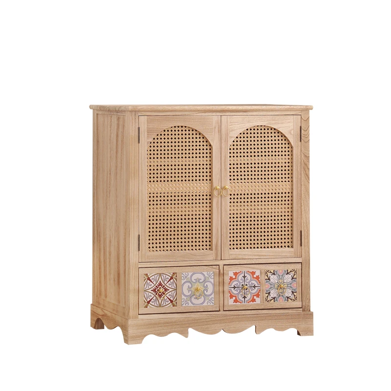 

Multi-layer side cabinet solid wood drawer balcony finishing Nordic wood storage sofa storage cabinet living room cabinet narrow