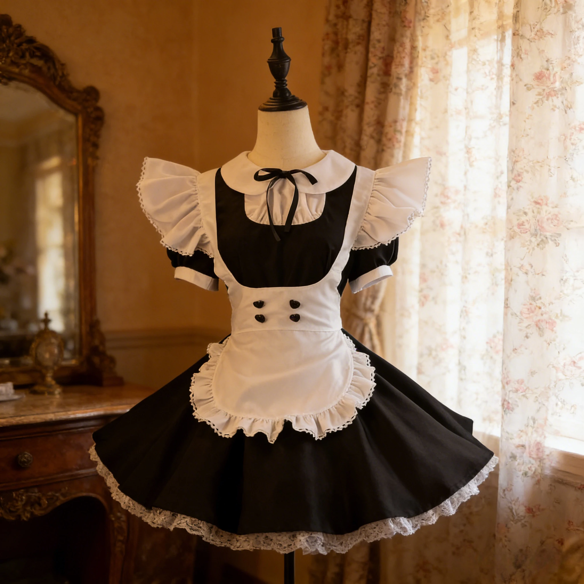 

Ancient Style Lolita Maid Cosplay Costume Black Color Fashionable Dresses for Women Halloween Party Dress S-5XL