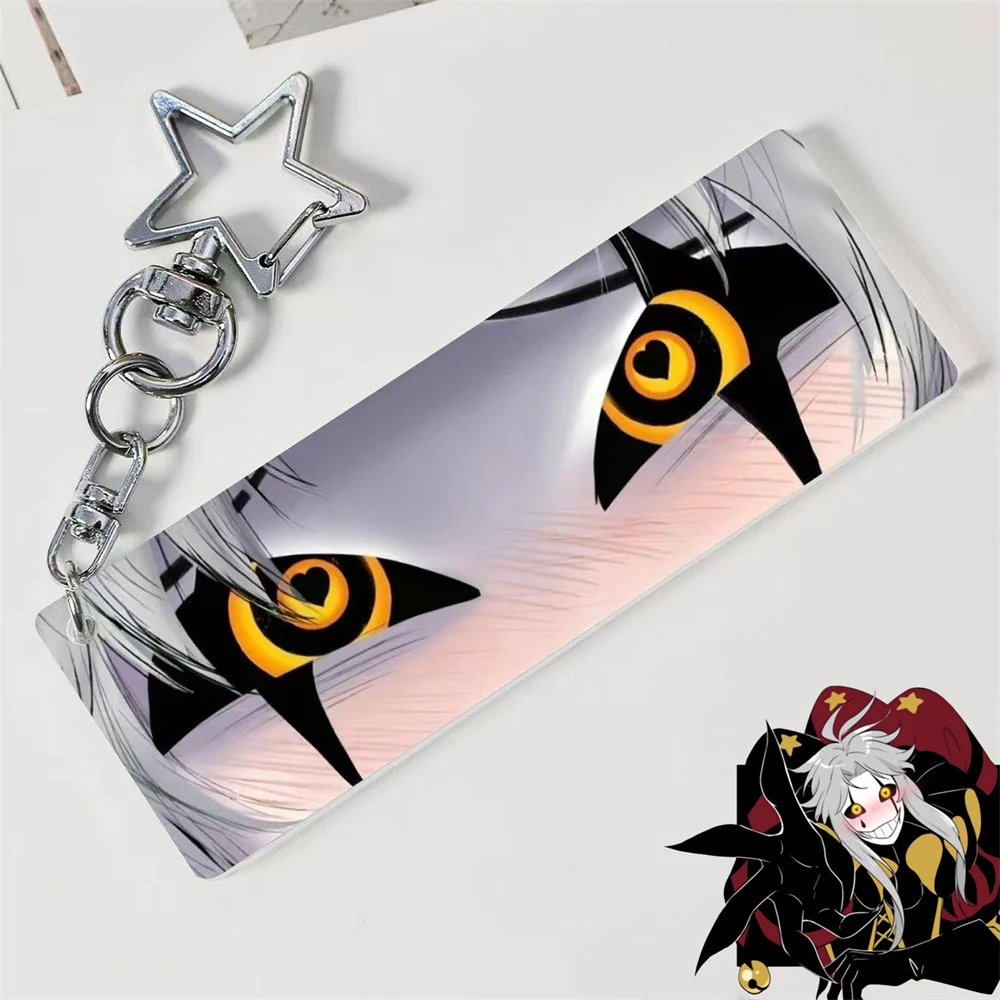 Game The Freak Circus Pierrot Eyes Cosplay Keychain Acrylic Key Chain Star Keyring Backpack Decoration Halloween Prop