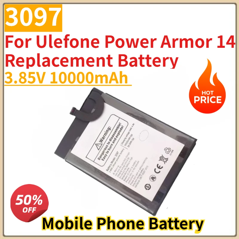 

Высококачественная новая батарея для мобильного телефона 3097, 3.85В 10000мАч, для Ulefone Power Armor 14, сменная батарея