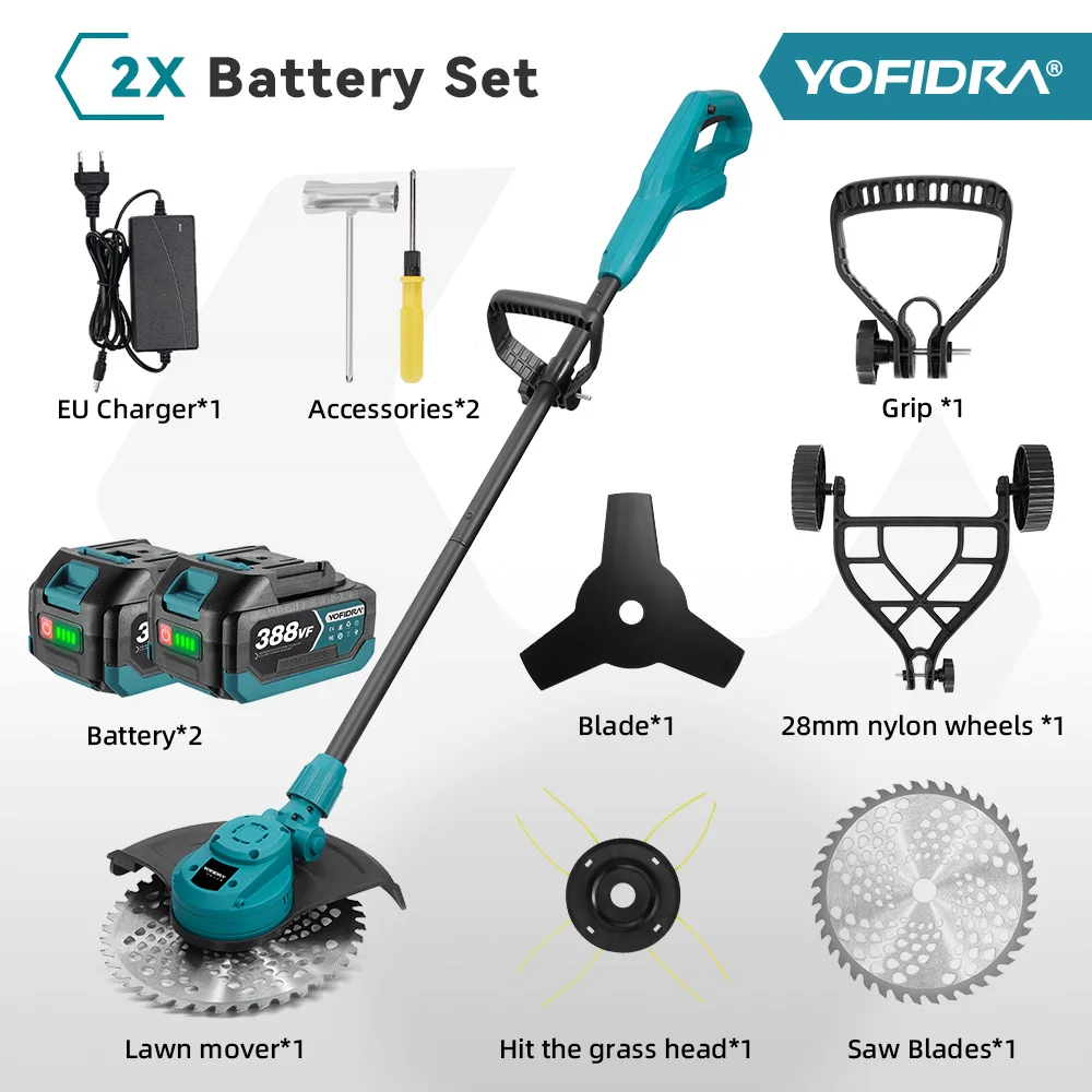 YOFIDRA 10Inch Borstelloze Elektrische Grasmaaier 58000 RPM Draadloze Tuin Opvouwbare Grastrimmer Power Tool Voor Makita Batterij Pin