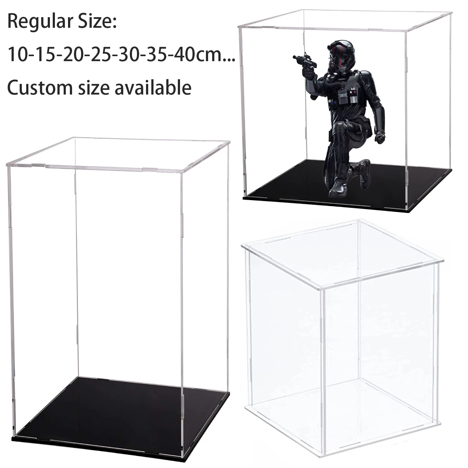 

10-40cm Acrylic Display Case Assemble Display Storage Box for Collectibles,Figures,Figurines,Toy,Dustproof Protection Showcase