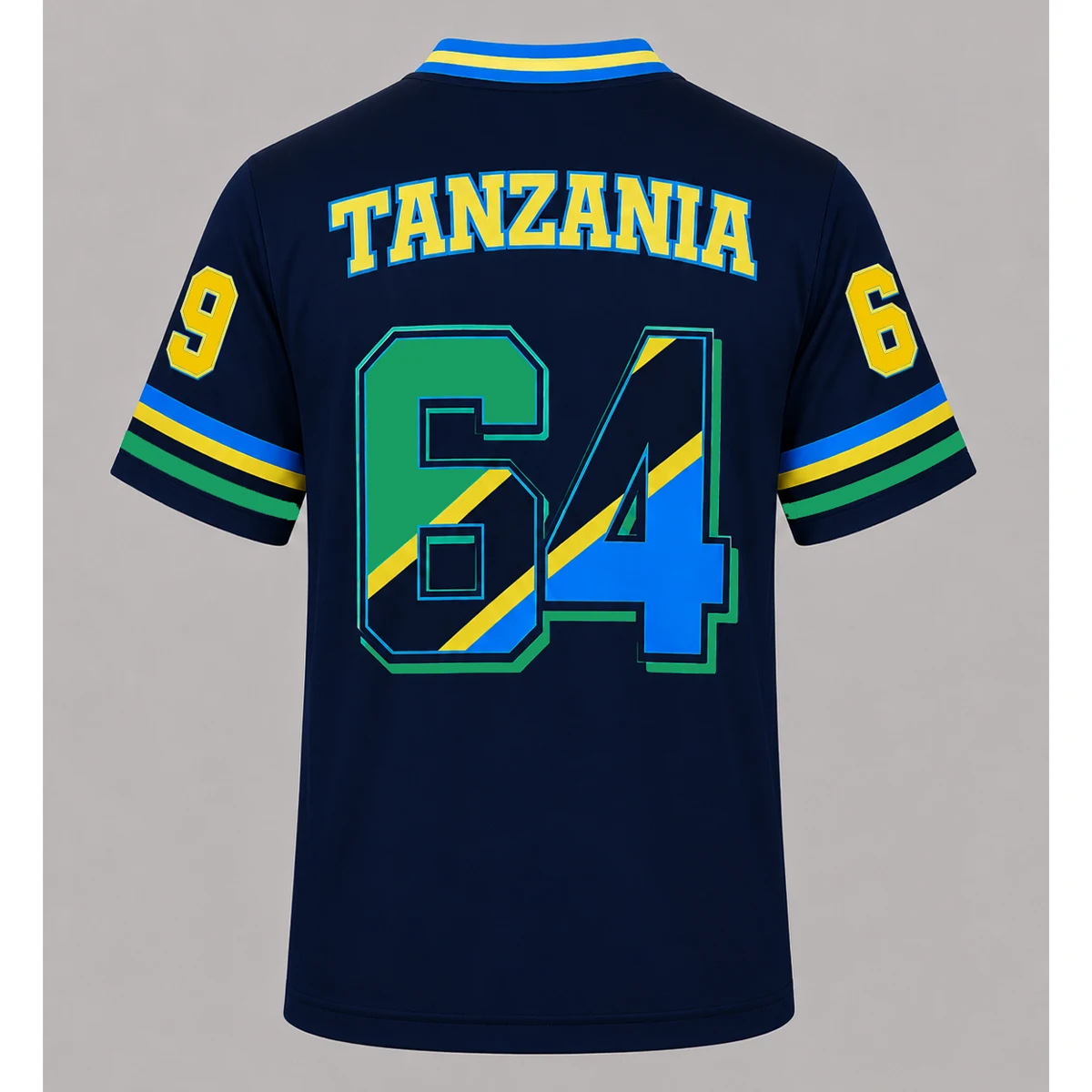 Neues tansanisches Kurzarm-T-Shirt mit V-Ausschnitt für Herren, Farbschema der afrikanischen Flagge, stilvolles Kurzarm-Sweatshirt, Party-Oberteil – Detail 5