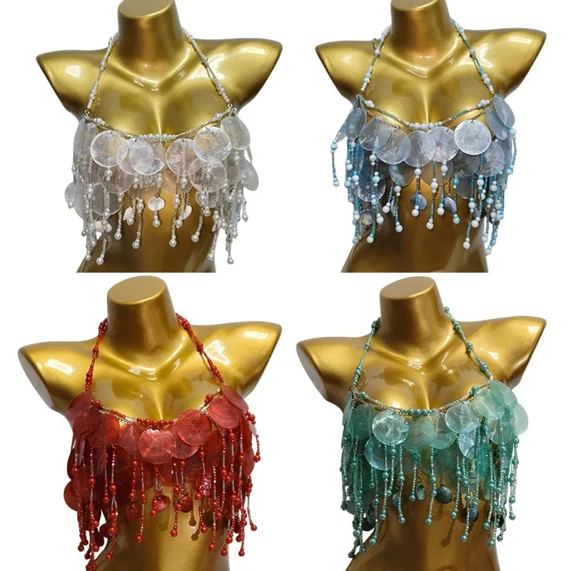 Bead Chest Chain Crystal Heavy Sexy Camisole Fashion Dance Tops Luxury Crystal Beaded Tops Music Festival Carnival Party Decor