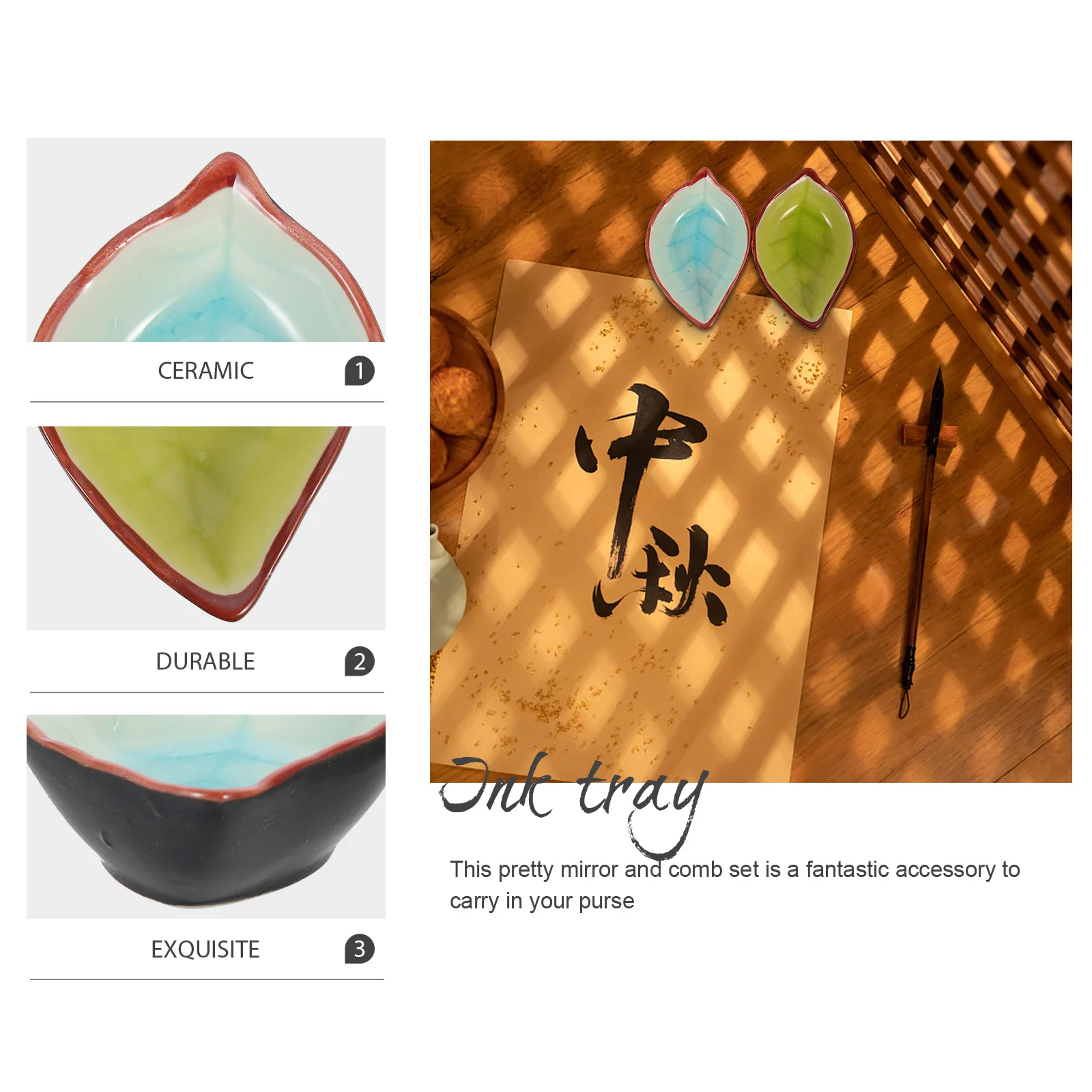 2 Stuks Kalligrafie Inkt Schotel Praktisch Ontwerp Studeerkamer Kantoor Decor Chinese Borstel Pen Rest Keramische Water Schotel