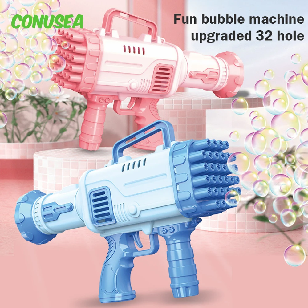 2023New 32 Hole Bubble Gun Soap Bubbles Children's Party Games Hand-Held Electromechanical Bubble Guns Toy with Light Blower Kid