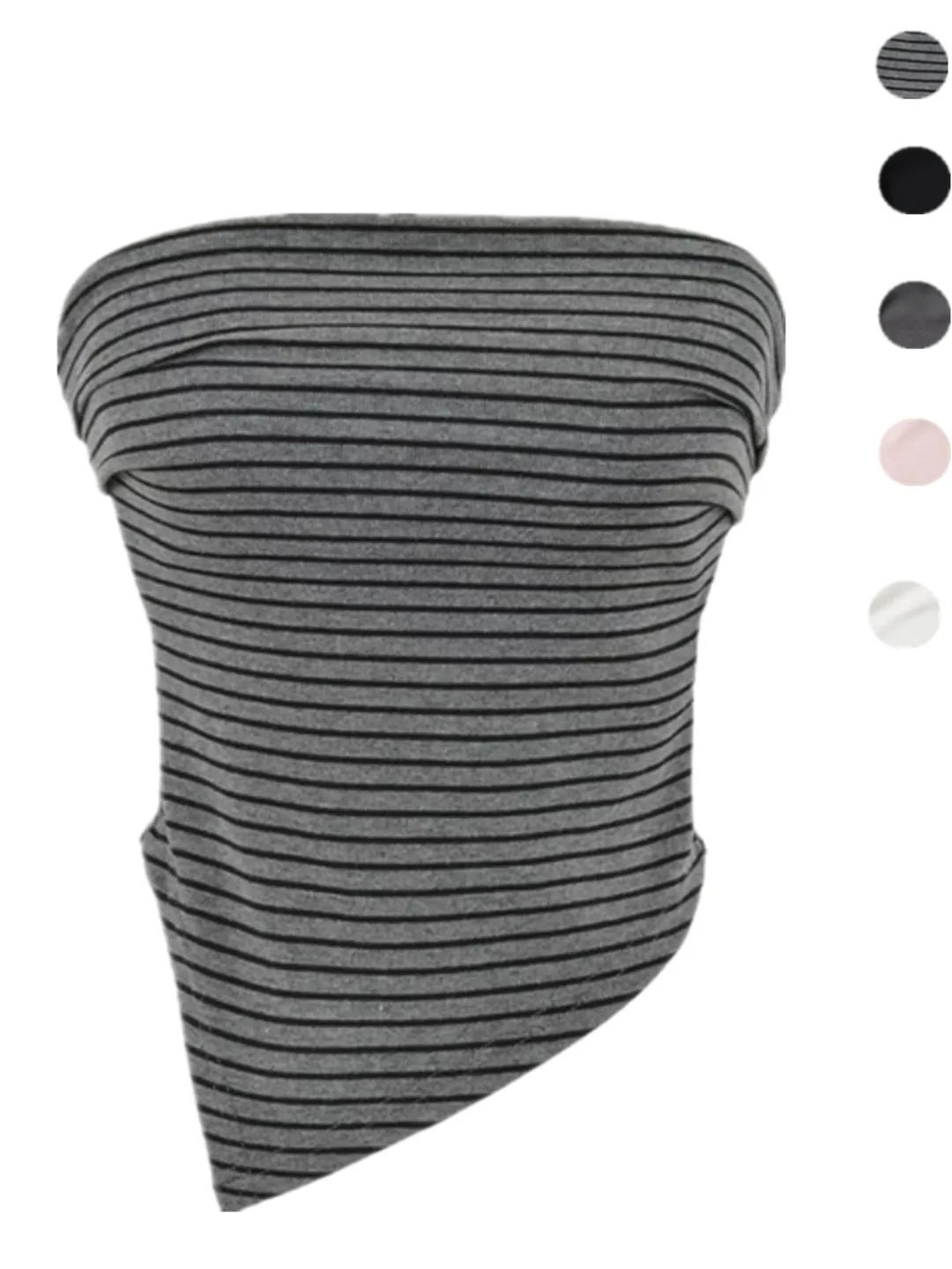 Sexy Spicy Girl Style Strapless Asymmetrical Tube Top Waist Cinched Slimming Wrap Chest Top Removable Chest Pad Short Knitted...