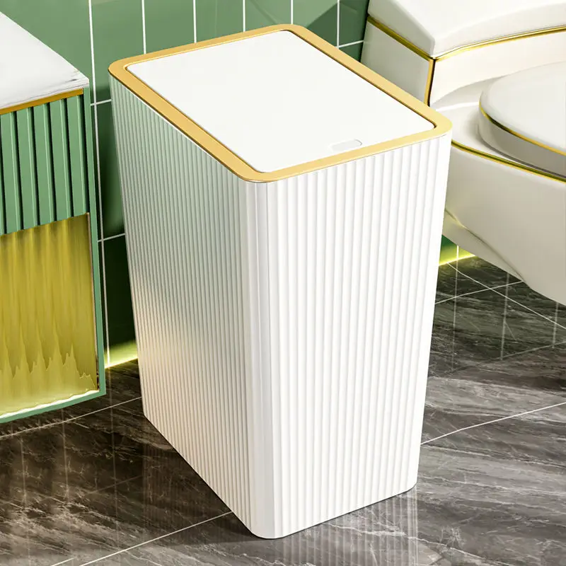 

15L Trash Can Bathroom Trash Can Toilet Paper Basket Home Kicthen Waterproof Odorproof Garbage Bins Fashion Modern Trash Can