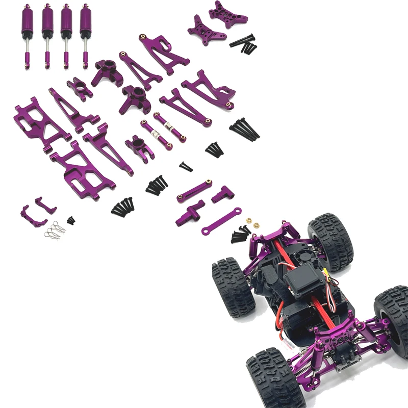 

R/C Car Parts MJX1/14 14209 14210 Metal Steering Cup Hub Cage Upper & Lower Swing Arm Set Shock Absorber Wear Parts Set