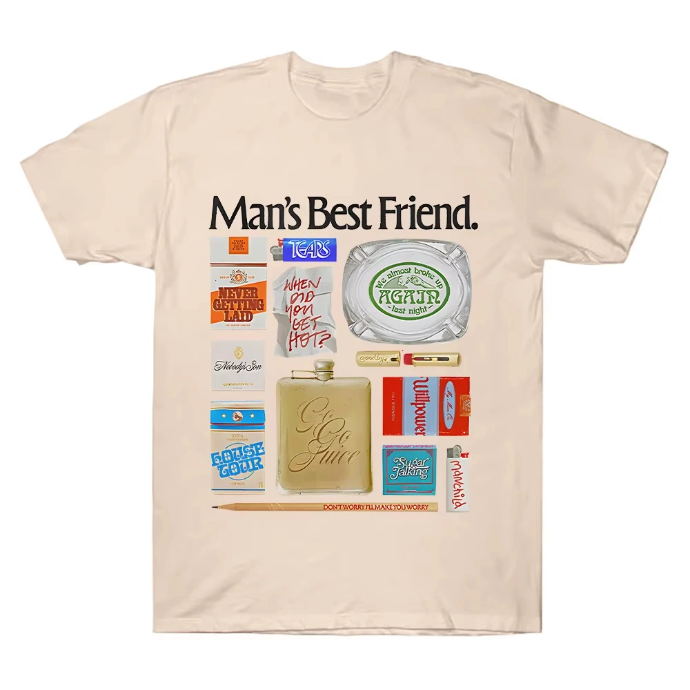 Sabrina Carpenter Man's Best Friend Object T-Shirt Summer Women Men O-neck Cotton Oversized Streetwear Y2K Fashion Short Sleeves