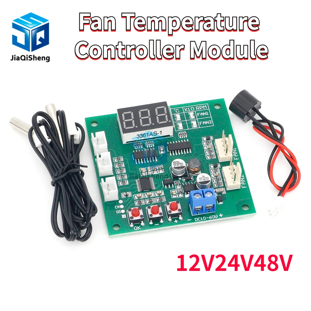 12V24V48V Two Way Heat Dissipation PWM Four Wire Fan Temperature Controller Temperature Speed Display Stop Alarm Board