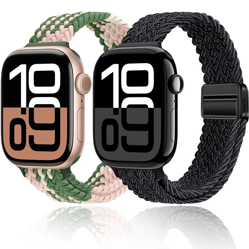 

Плетеный ремешок с петлей для Apple Watch Band 46 мм 42 мм 45 мм 41 мм 44 мм 40 мм 49 мм Нейлоновый браслет iWatch Series 10 9 8 Ultra 6 5 4 SE 3