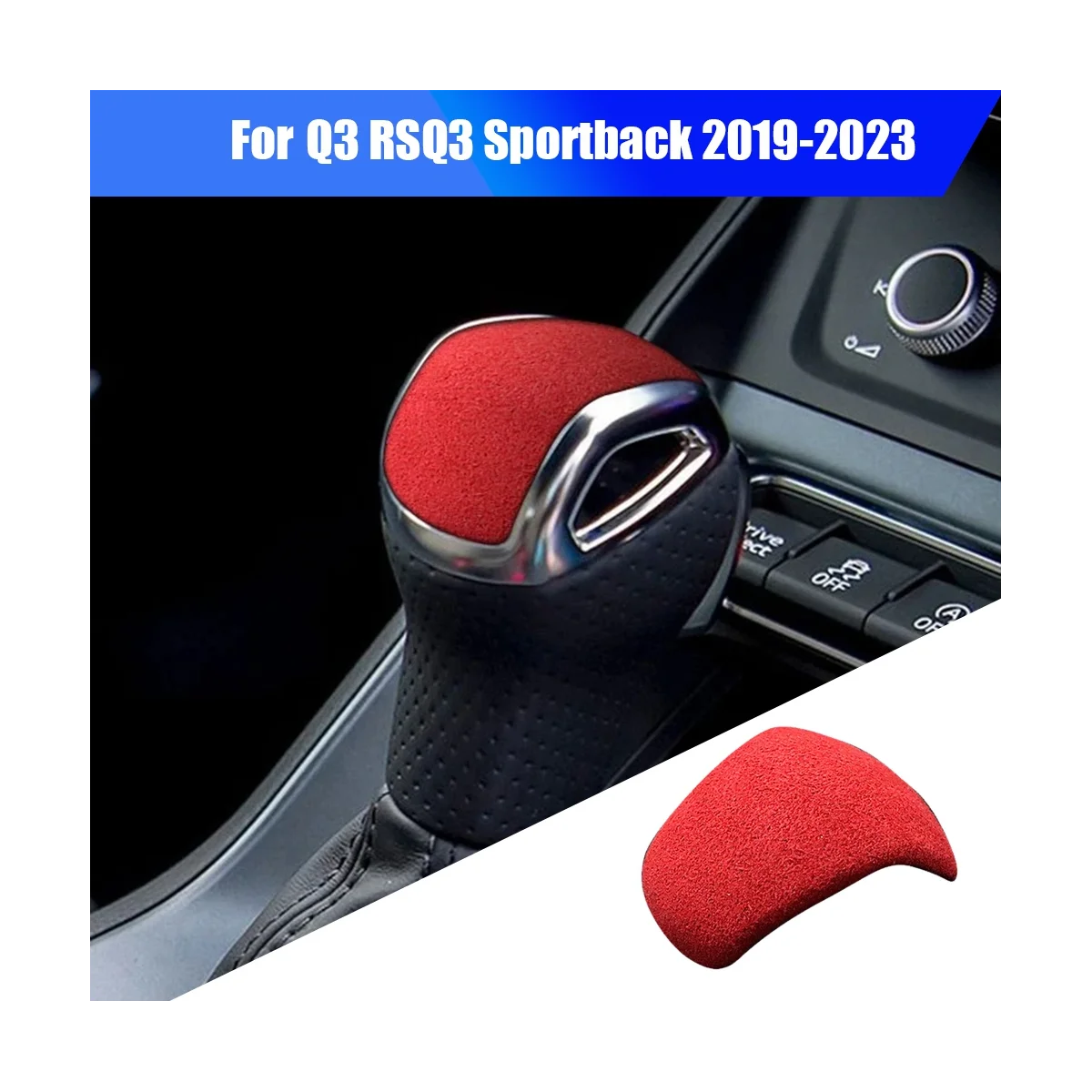 Car Gear Shift Knob Trim Cover for Audi Q3 RSQ3 Sportback 2019-2023 Shifter Handball Cover Sticker Accessories Red