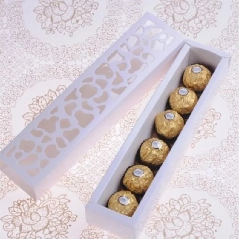 

20pcs 26x6x4cm White Cardboard Candy Boxes, for Weddings