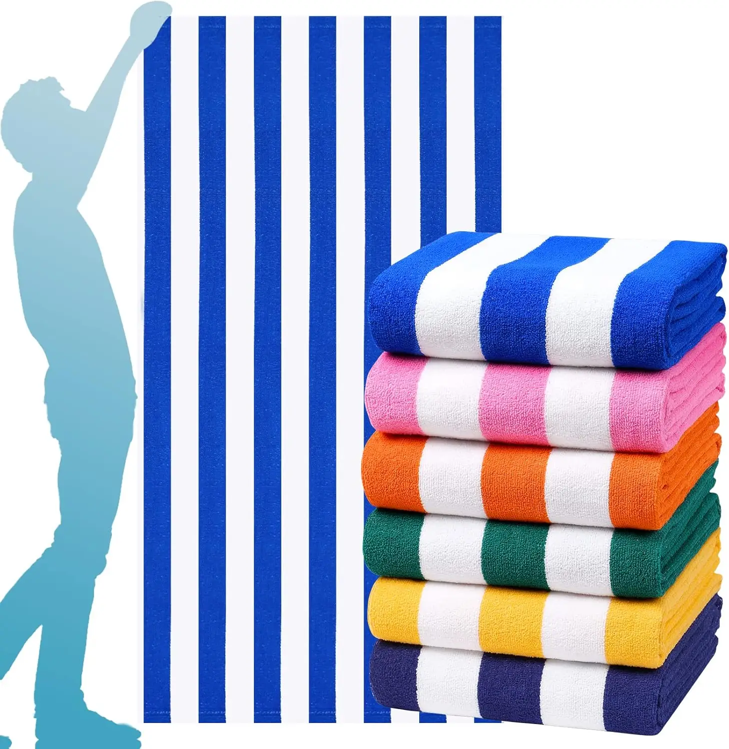

6-Pack Extra Large Beach Towels, 72x40 Inch, Soft Absorbent for Pool Travel Camping, Bulk Set for Adults