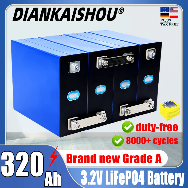 

GRADE A 3.2V 320Ah Brand new Lifepo4 rechargeable battery DIY 12V 24V 48V RV solar storage golf cart battery pack EU/US TAX-FREE