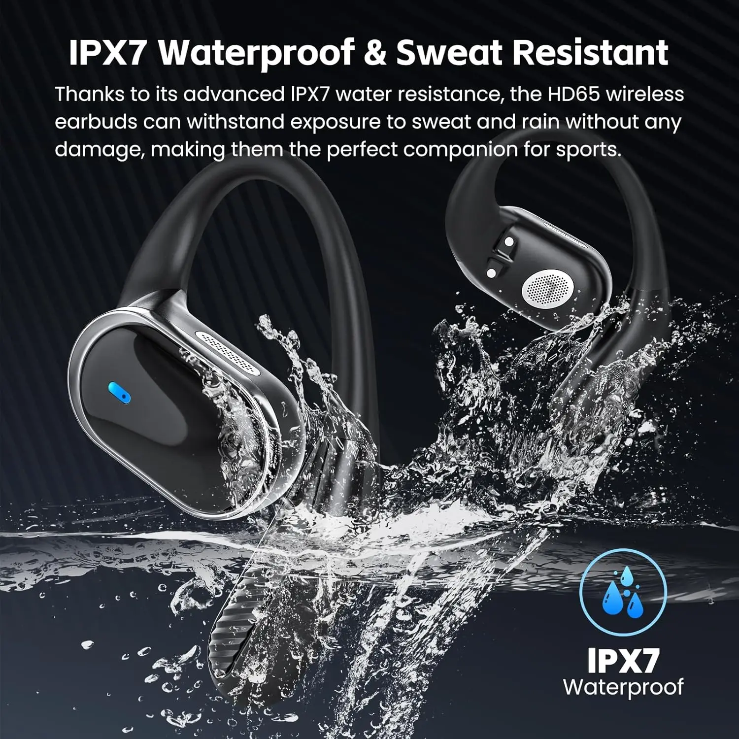 Bluetooth 5.4 Headphones Wireless Open Ear Earbuds 60 Hrs Playtime Dual Mic Clear Call Sports Air Conduction Headphones Earphone