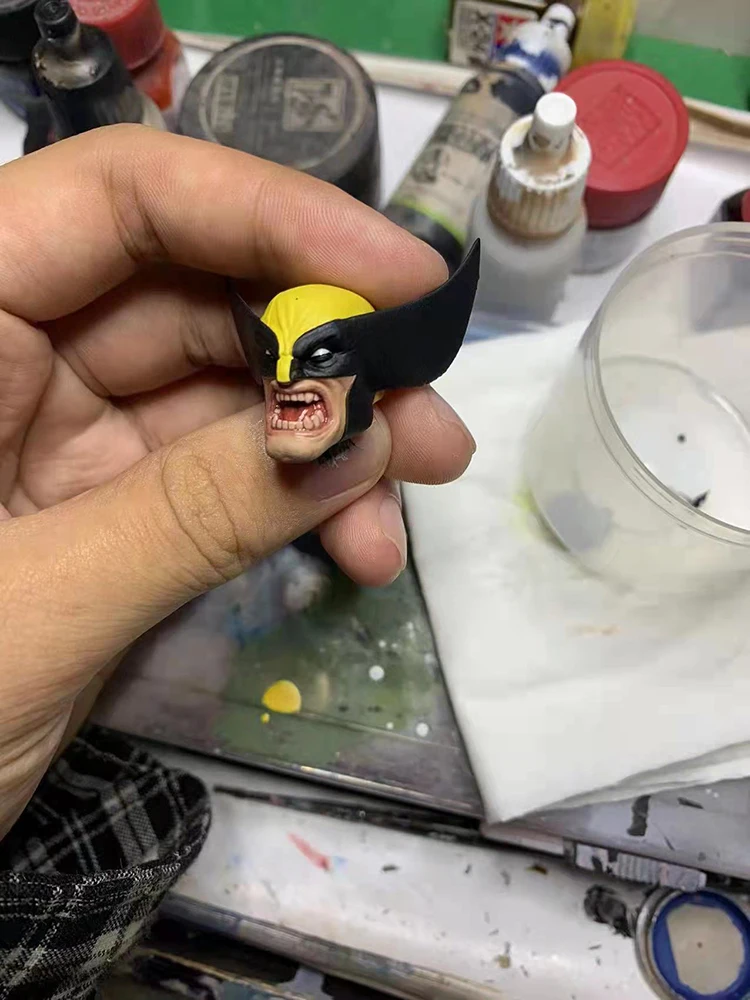 1/12 DIY Panited Wolverine Head Sculpt Anime Lifelike Marvel X-men Super Hero Delicate Carving Model Toys For Ml Mezco Body