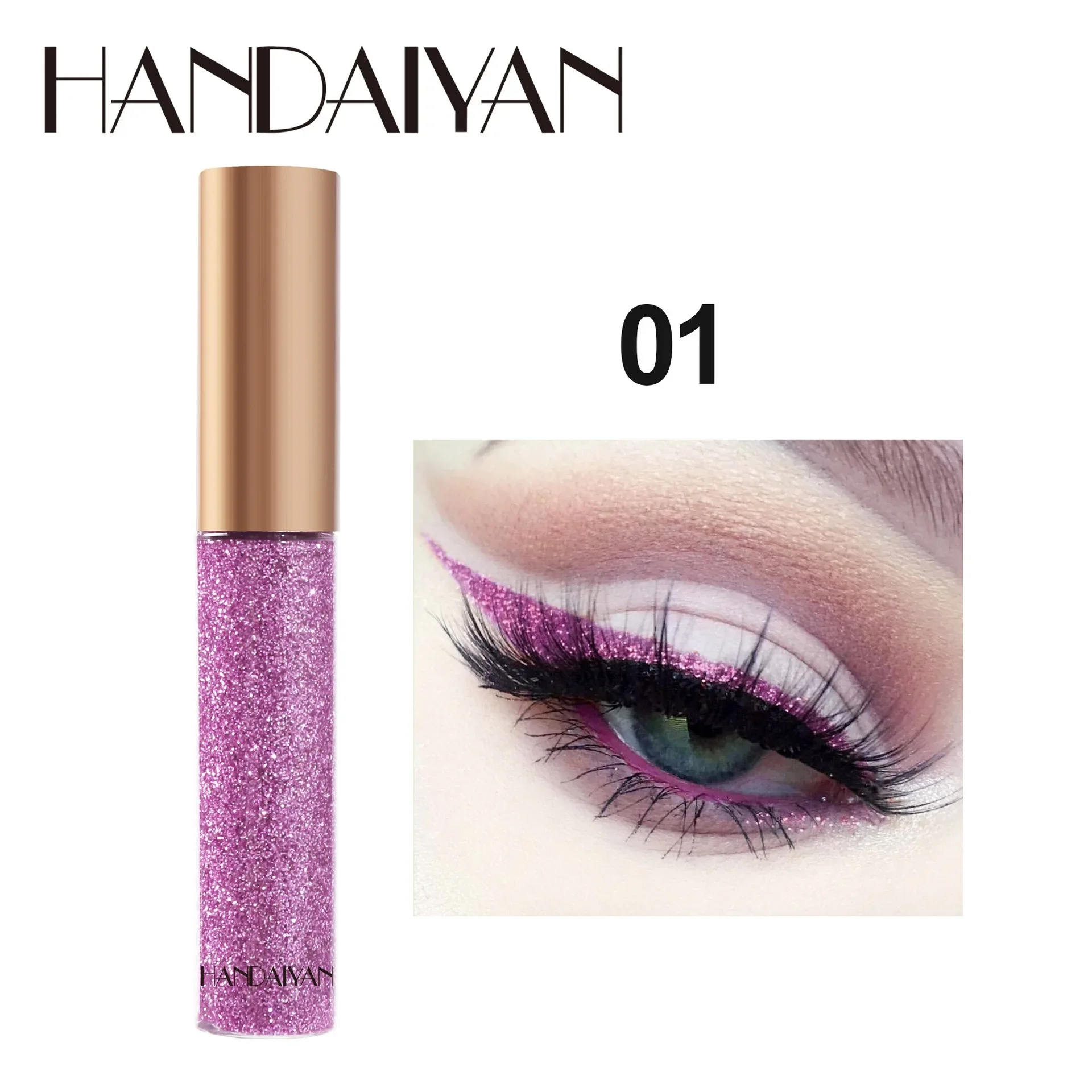 HANDAIYAN Glitzer-Flüssig-Eyeliner-Stift Funkelndes Hochglanz-Pigment Bühnen-Diamant-Lidschatten Langanhaltend Wasserfest Augen-Make-up – Detail 21