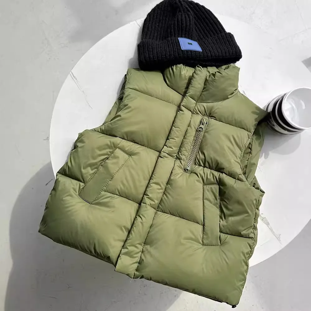 Korean Version of Children's Down Vest Boys and Girls 2024 Autumn and Winter New Thickened Baby Warm Vest Outside