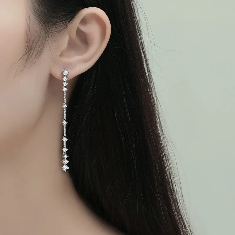 TBCYD 4.93cttw D Color Moissanite Earrings For Women S925 Silver Long Tassel Drop Earrings Hanging Pendientes Party Fine Jewelry