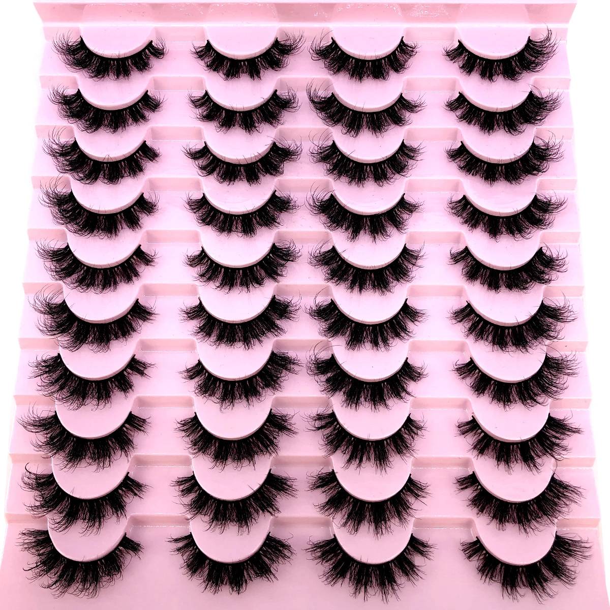 20 Pairs Russian Strip Lashes Mink Fluffy 3D Faux Mink Lashes Makeup Messy False Eyelashes Fluffy Thick Lashes - Eyes Makeup Se