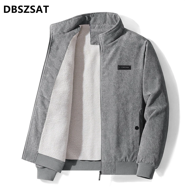 2023 Winter Men\'s Corduroy Jackets Casual Male Outwear Thick Velvet Windbreaker Jackets Mens Fleece Warm Jacket Brand Clothing