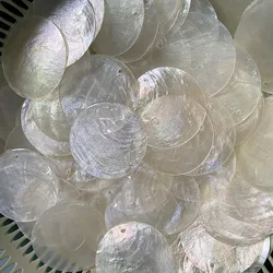 100PCS DIY Lighting Fixture Wind Chime Accessories Semi Transparent Soft Shell Circular Double Hole Mirror Raw Materials 50mm