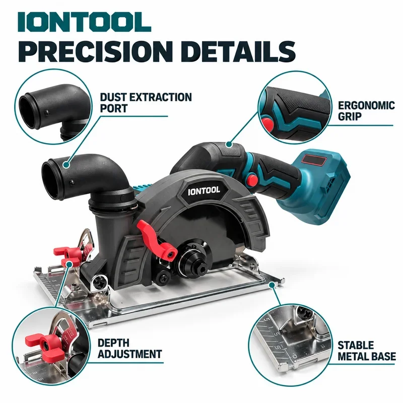 IONTOOL 1500W 165mm Cordless Circular Saw Tool Only for Wood Board Cutting Plywood Trimming and Carpentry Work