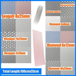 100x33cm Car bumper grille Aluminum Alloy Rhombic Grille Mesh Sheet Car Grid Ventilation Grille For Bumper Car Accessories