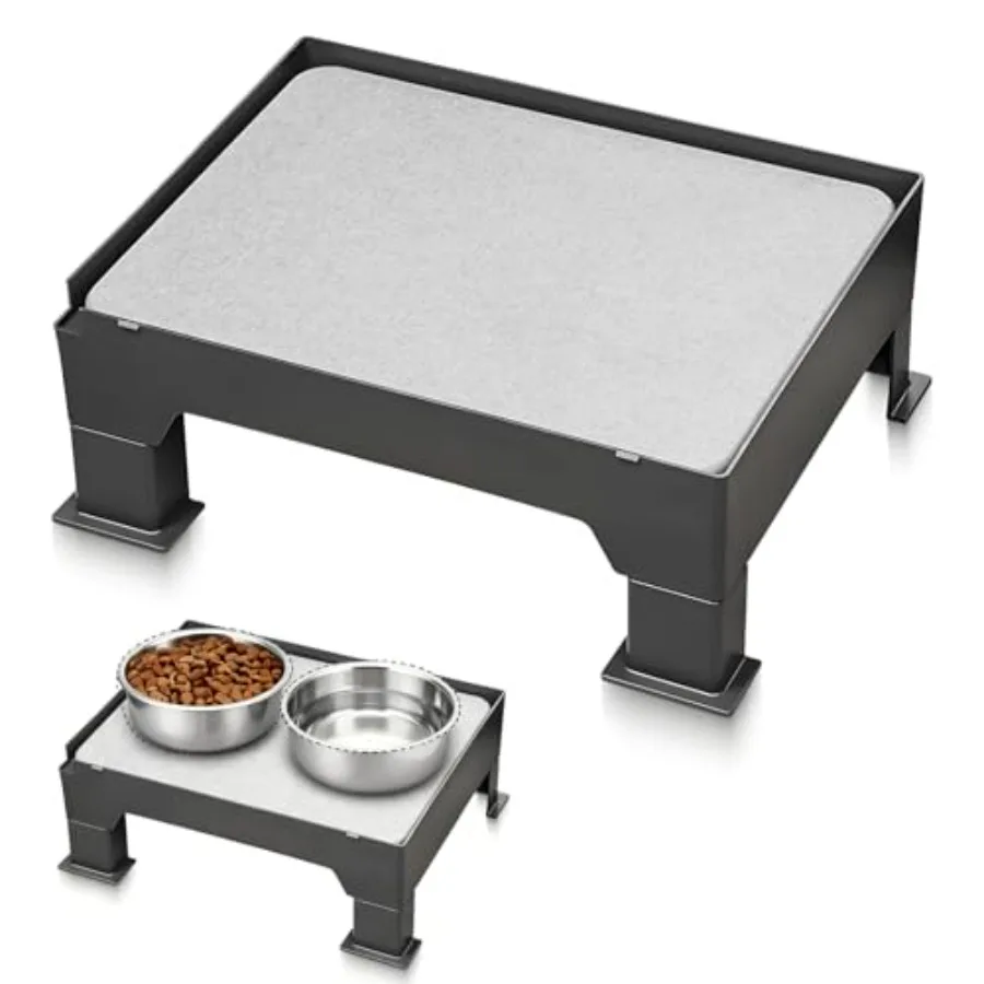 

Diatomite Mat Pet Feeder Stand Compatible with Most Dog Bowls and Automatic Feeders, Elevated Dining Station with Non-Skid Feet