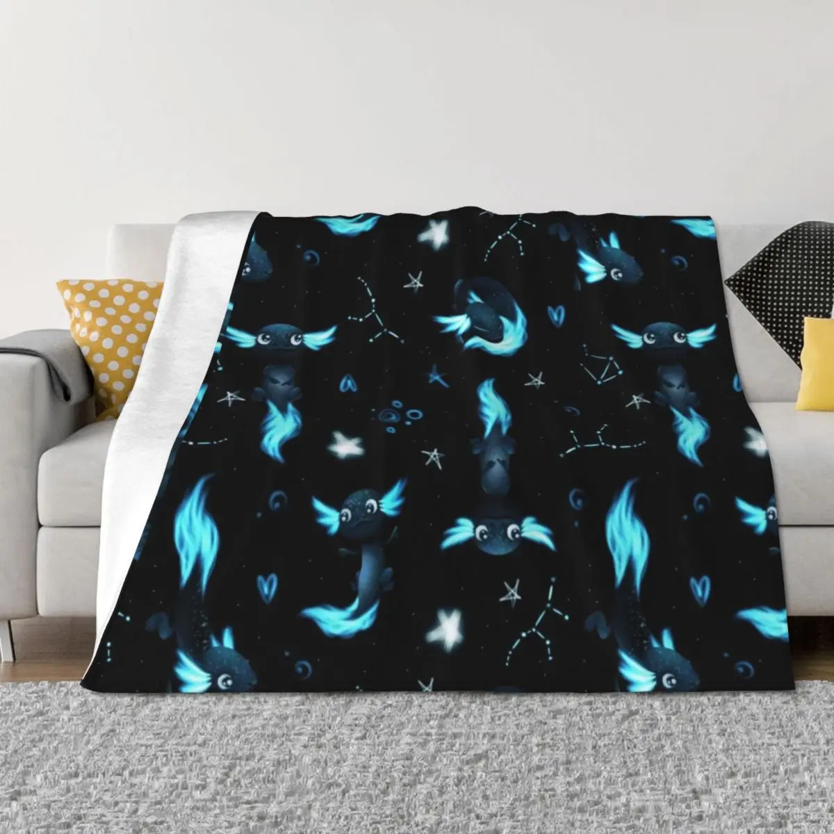 

Cute black axolotls pattern, gift for axolotl lover Throw Blanket Soft Plush Plaid for babies Soft Big Baby Blankets