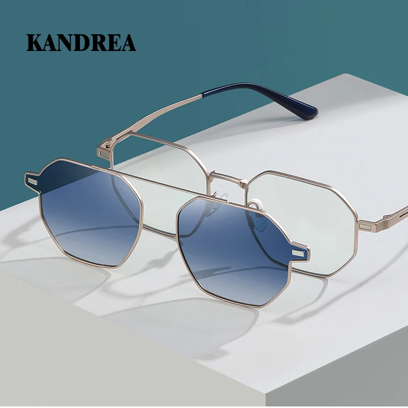 KANDREA Polarized Sunglasses Women Fashion Man Multilateral Magnetic Absorption Changeable Trend Sunscreen Myopia Glasses CG8801