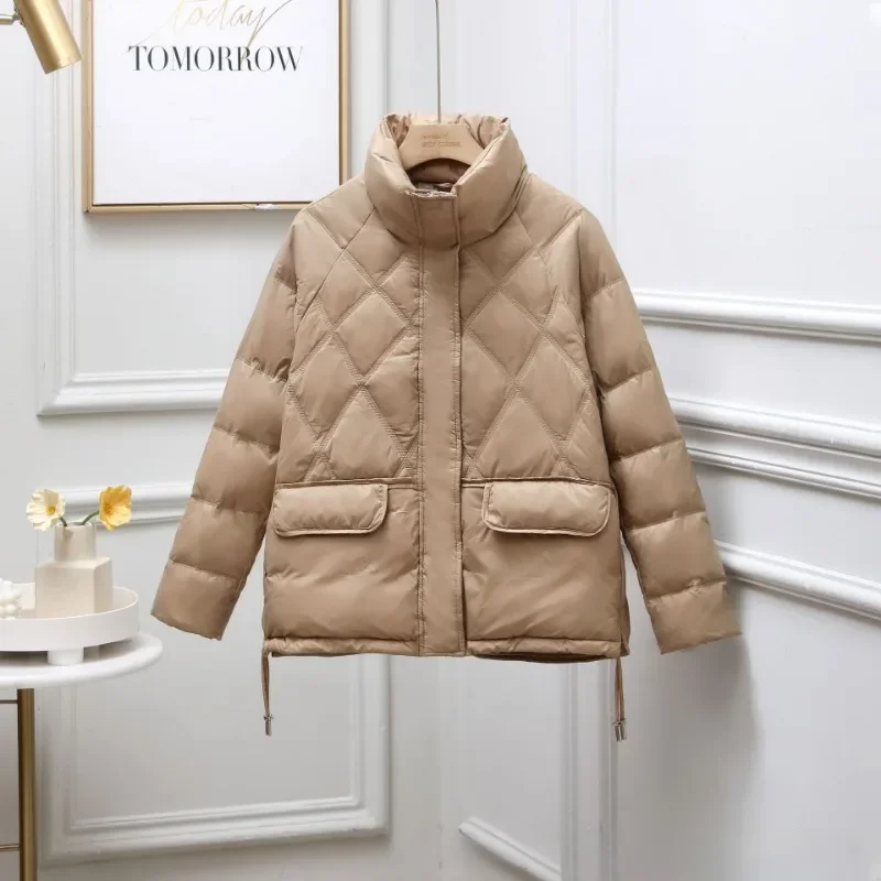 

Winter Loose Down Jacket Women Thick Coat Female Fashion Warm Long Sleeve Short Parkas Outwear Overcoat R411