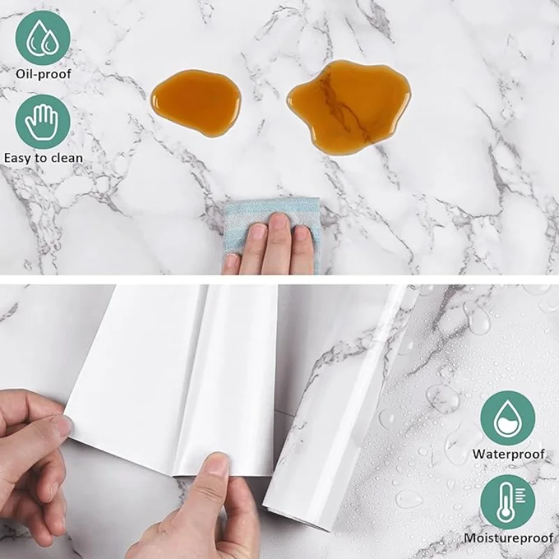 Papel tapiz de mármol autoadhesivo para cocina, pegatinas de pared de PVC impermeables a prueba de aceite, papel de pared de escritorio reacondicionado, decoración del hogar