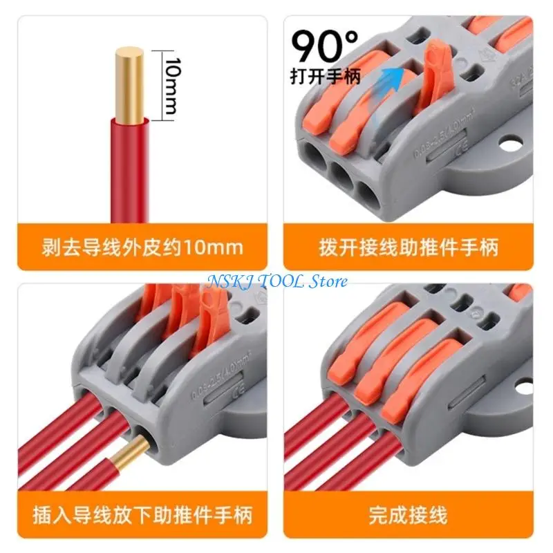 L8RC 10Pcs Quick Wire Connector Fast Wire Joiners For Soft And Hard Wires Space Saving Push in Terminals Block