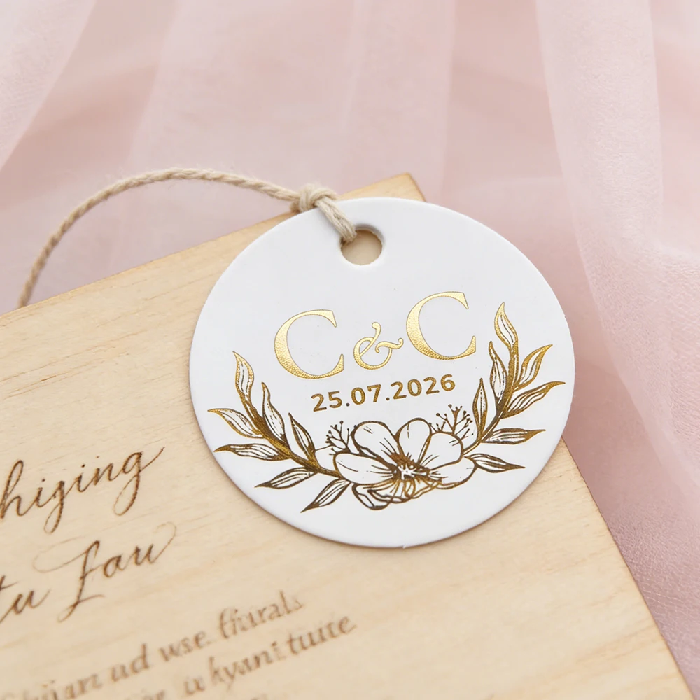 

Бумажные этикетки 35 мм с индивидуальным дизайном и собственным логотипом, персонализация свадебных этикеток, золотой текст, этикетки для праздничных подарков, печать любого текста.
