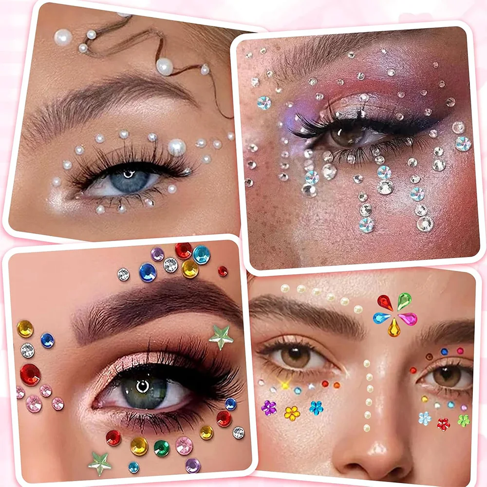 635-2774 Stück Edelstein-Aufkleber, Schmuck-DIY-Bastelset, selbstklebend, verschiedene Formen, Strass-Gesichtsschmuck, Acryl, glitzernd, Party- und Feiertagsgeschenk – Detail 7